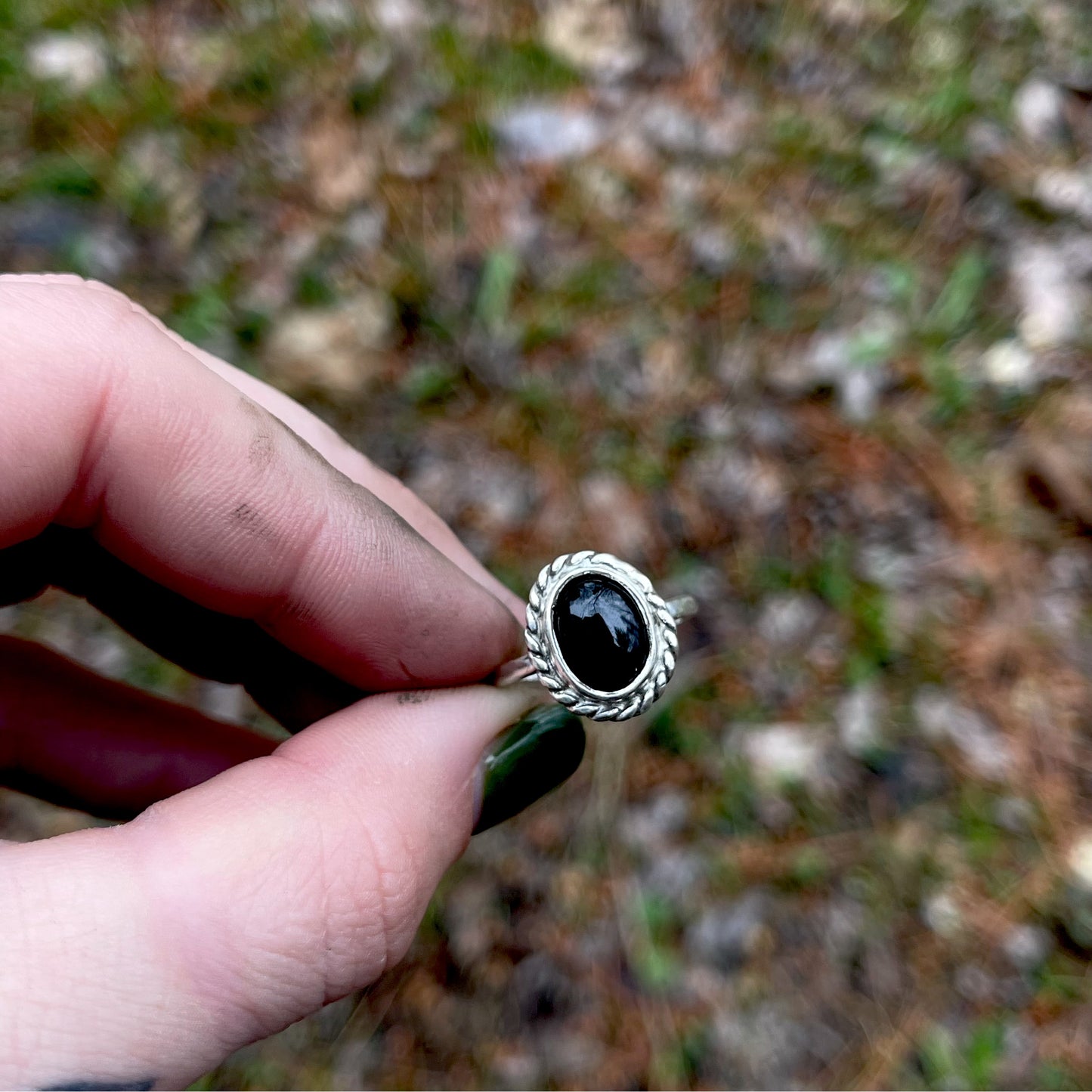 Black Onyx Twist Ring- Handmade