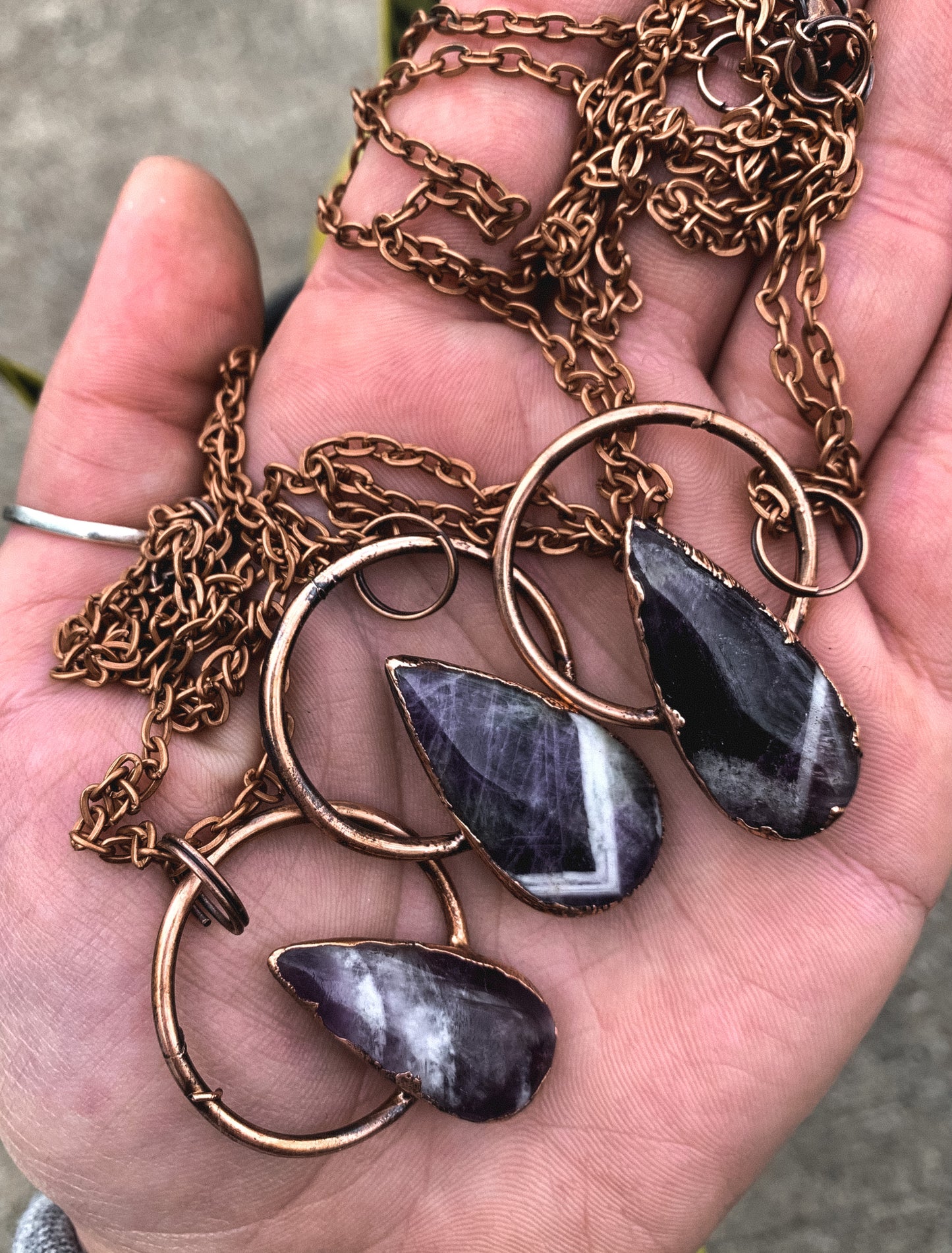 Electroformed Amethyst Chevron Pendant- Made to Order/Handmade