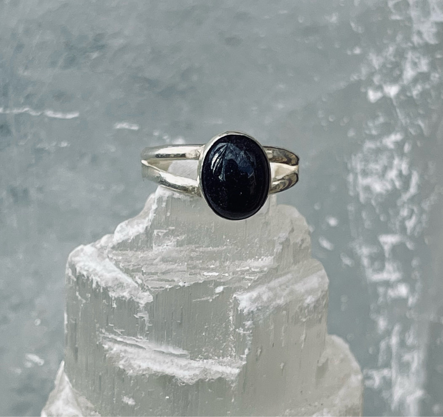 Blue Goldstone Ring. Size 7. 925 Sterling Silver- Handade