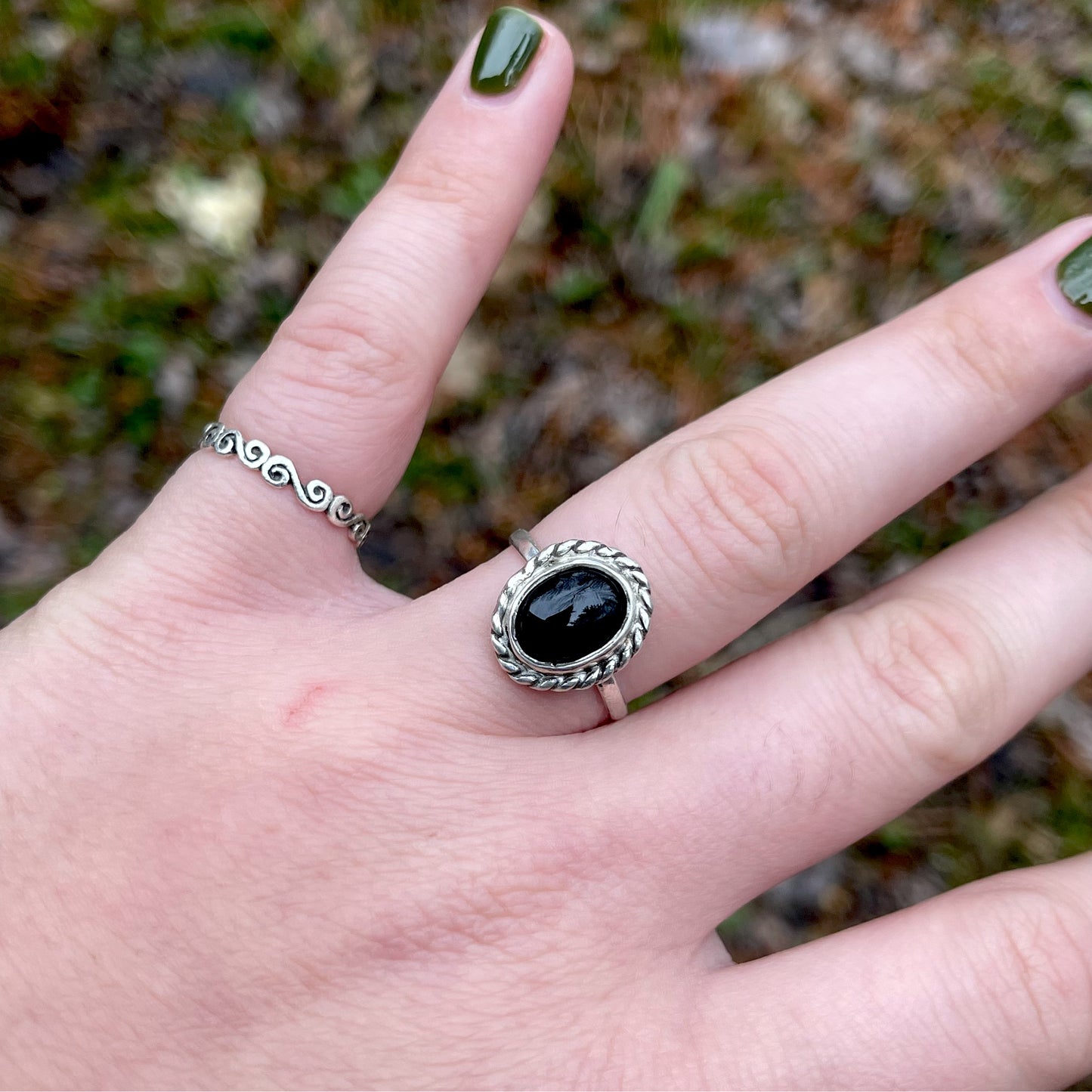 Black Onyx Twist Ring- Handmade