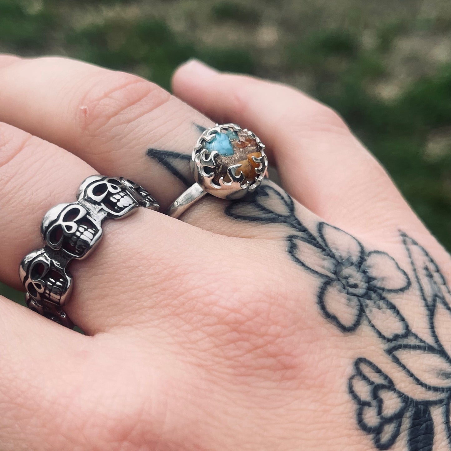 RING OF FIRE • 925 Sterling Silver/Spiney Oyster Turquoise/ Made to Order