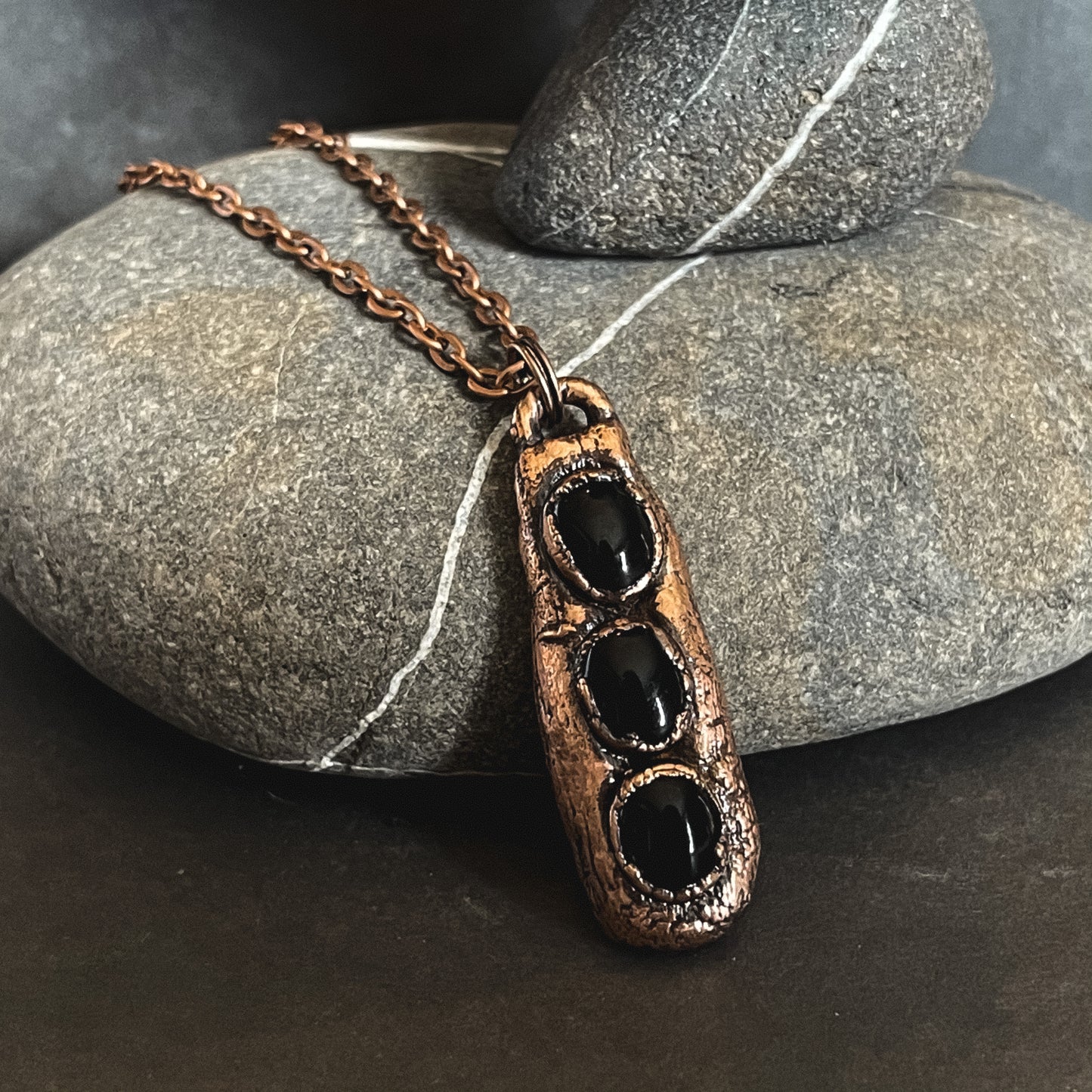 Triple Black Onyx Pendant- Made to Order/Handmade