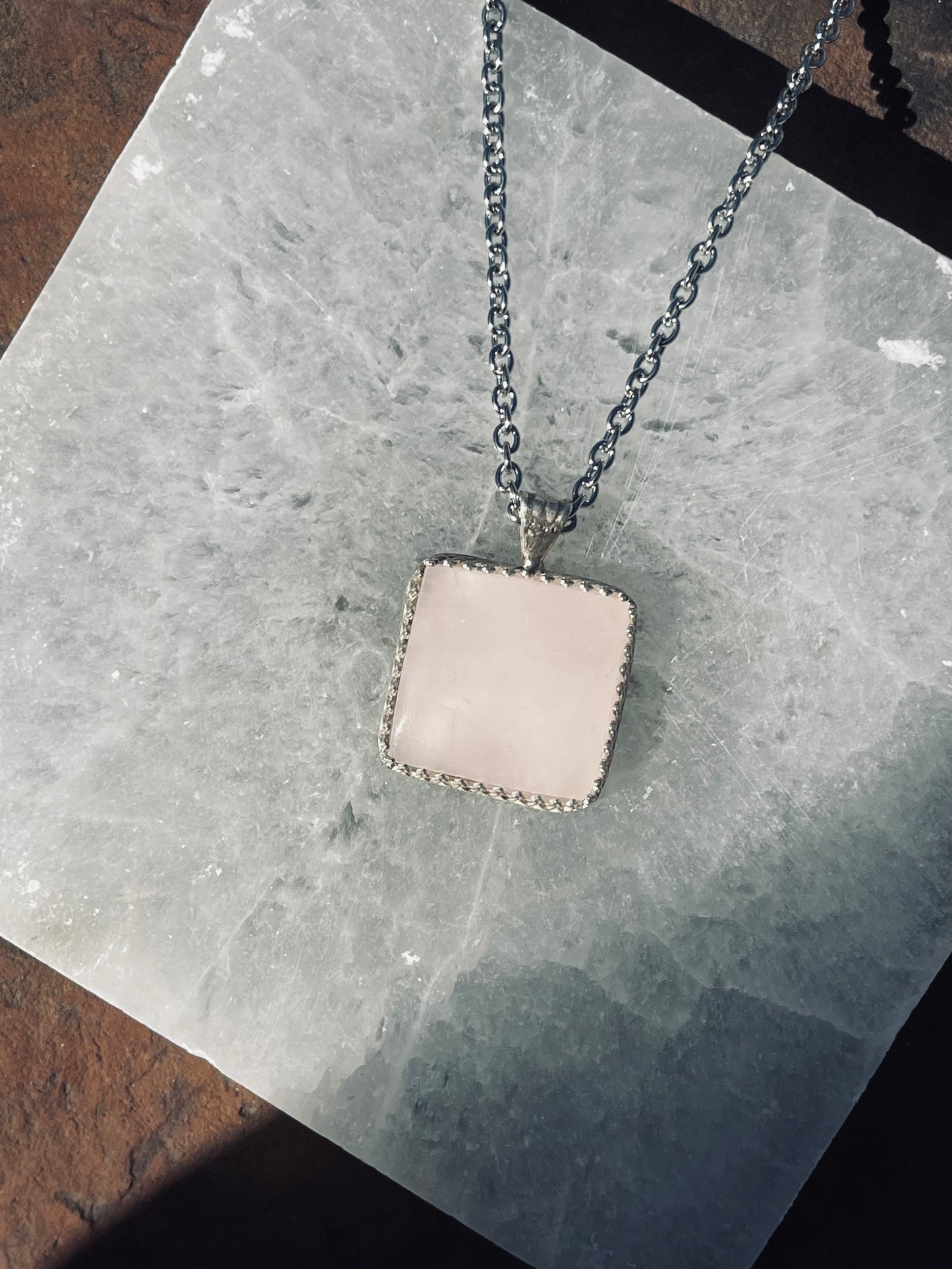 Rose Quartz “Fuck You” Pendant- 925 Sterling Silver/Handmade