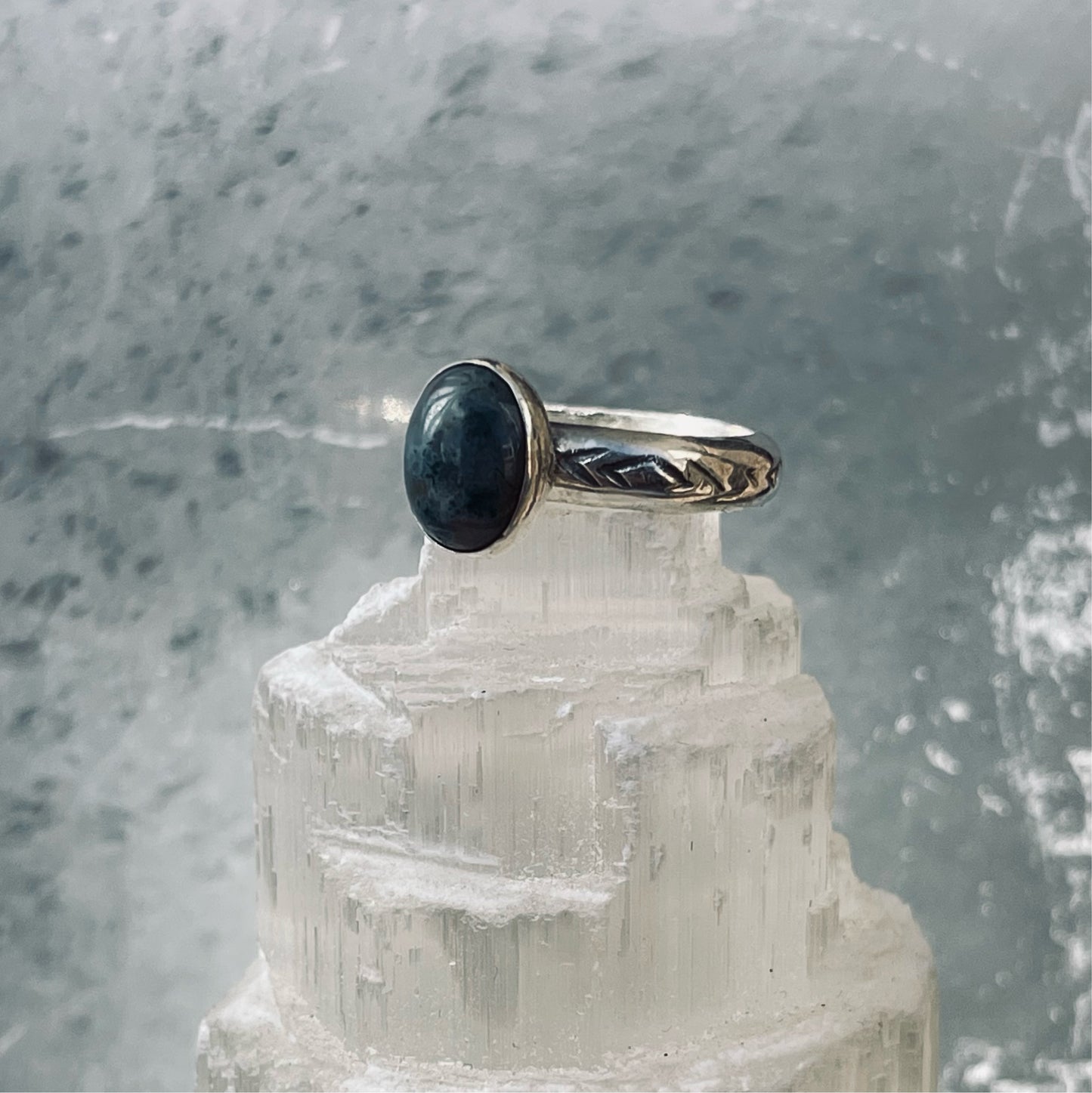 Moss Agate Ring. Size 5. 925 Sterling Silver- Handmade.