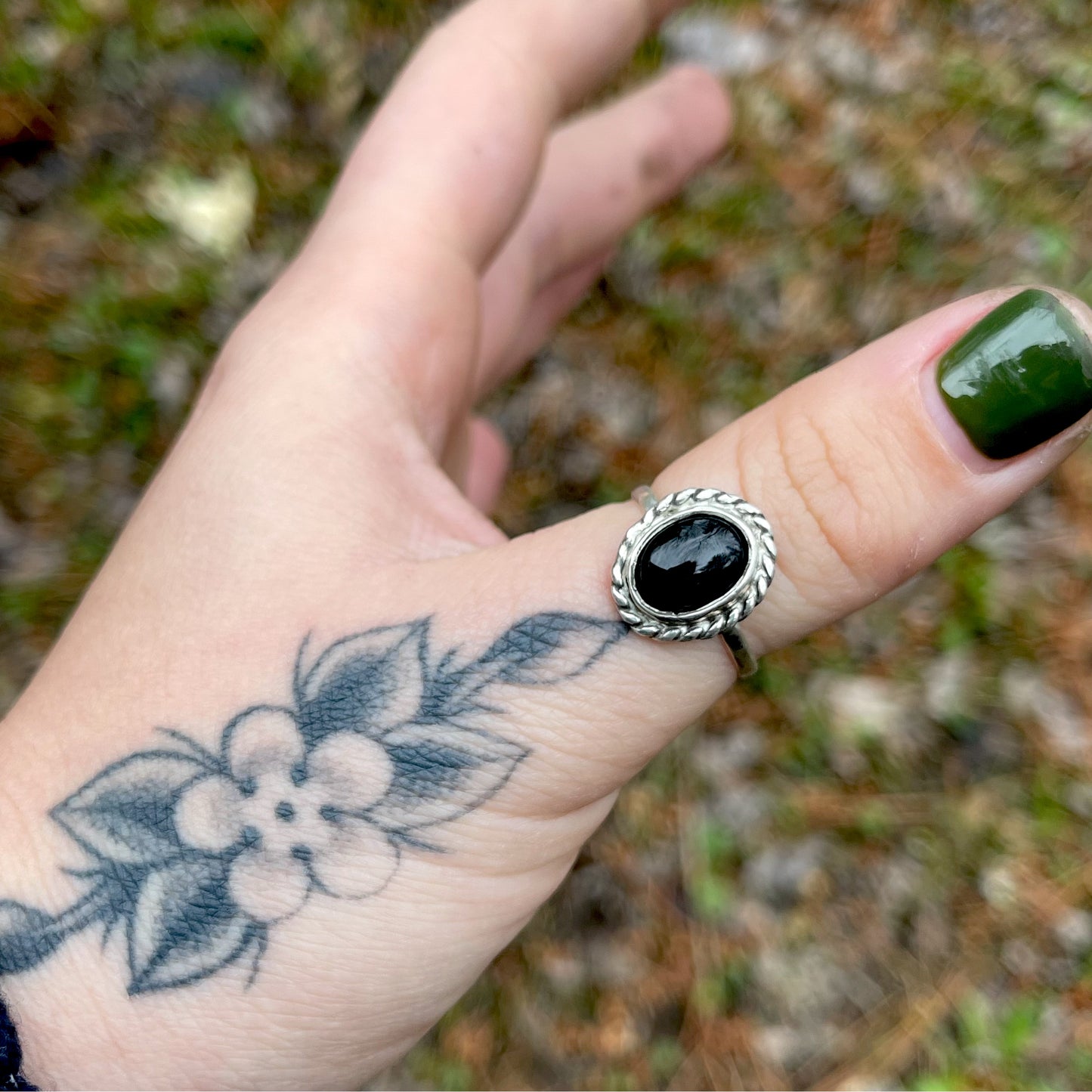 Black Onyx Twist Ring- Handmade
