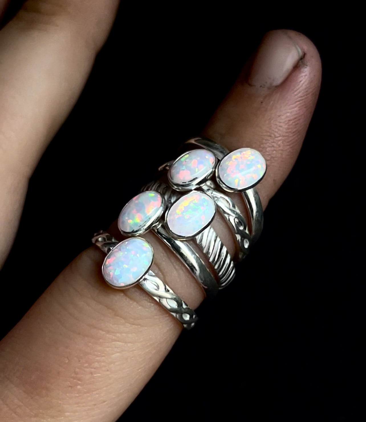 Kyocera White/Black Opal Ring- Handmade/Made To Order