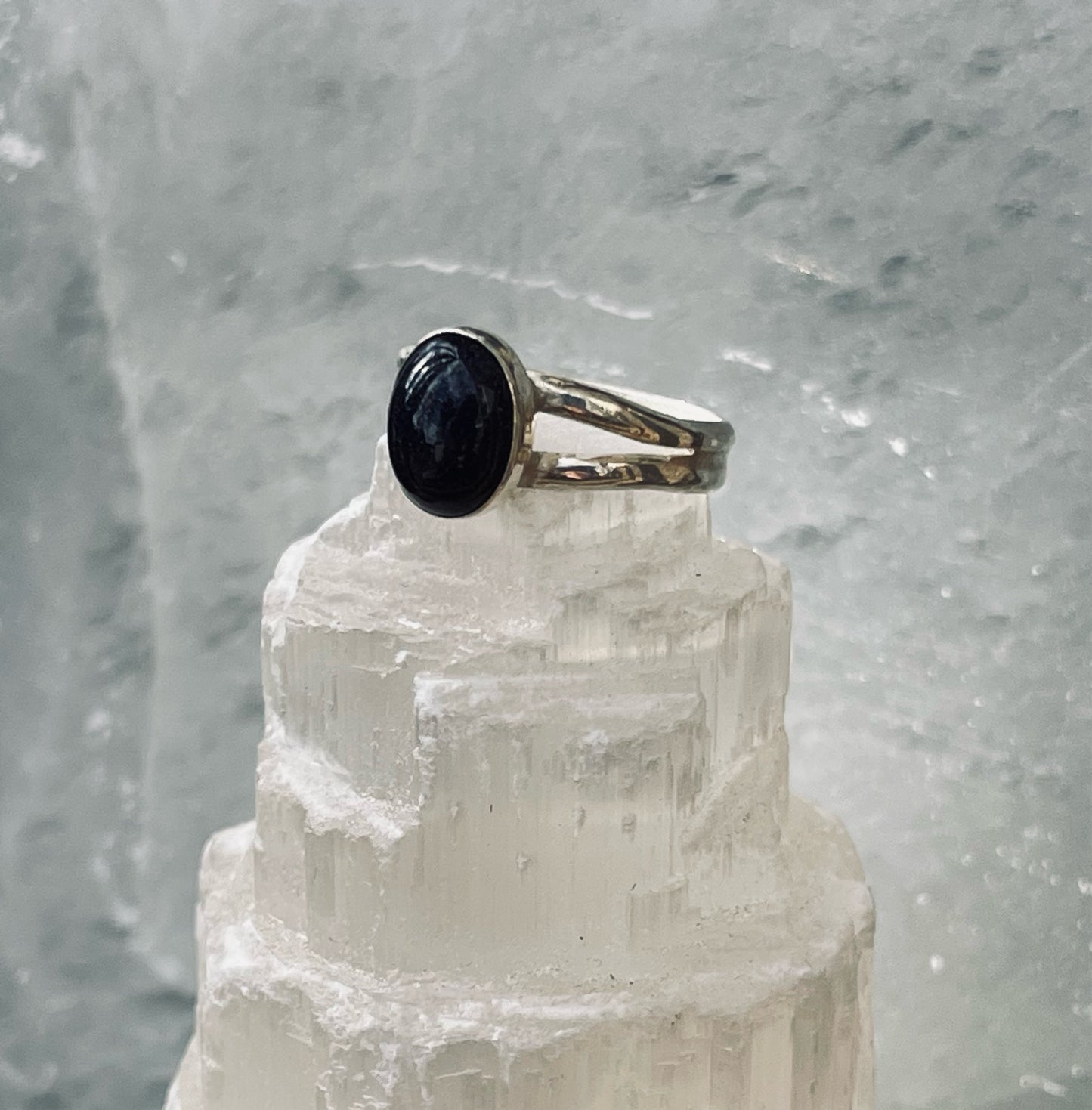 Blue Goldstone Ring. Size 7. 925 Sterling Silver- Handade
