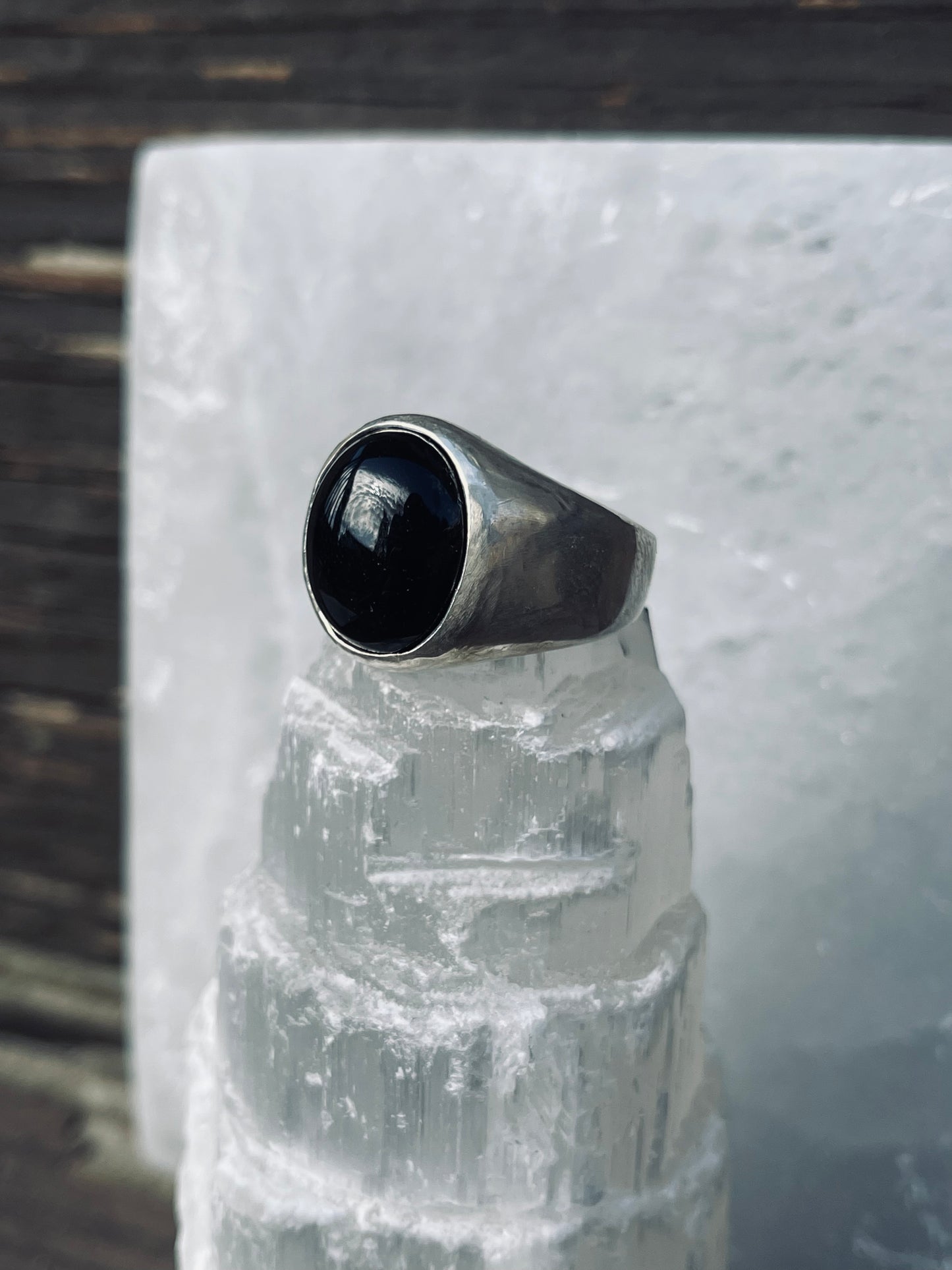 Black Onyx Ring. Size 10. 925 Sterling Silver- Handmade