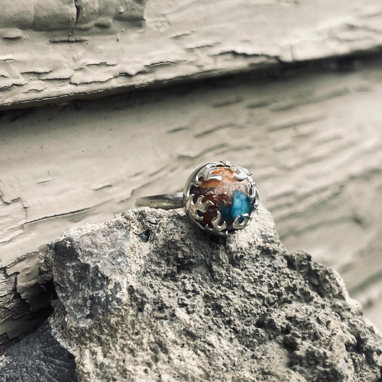 RING OF FIRE • 925 Sterling Silver/Spiney Oyster Turquoise/ Made to Order