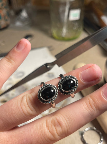 Black Onyx Twist Ring- Handmade