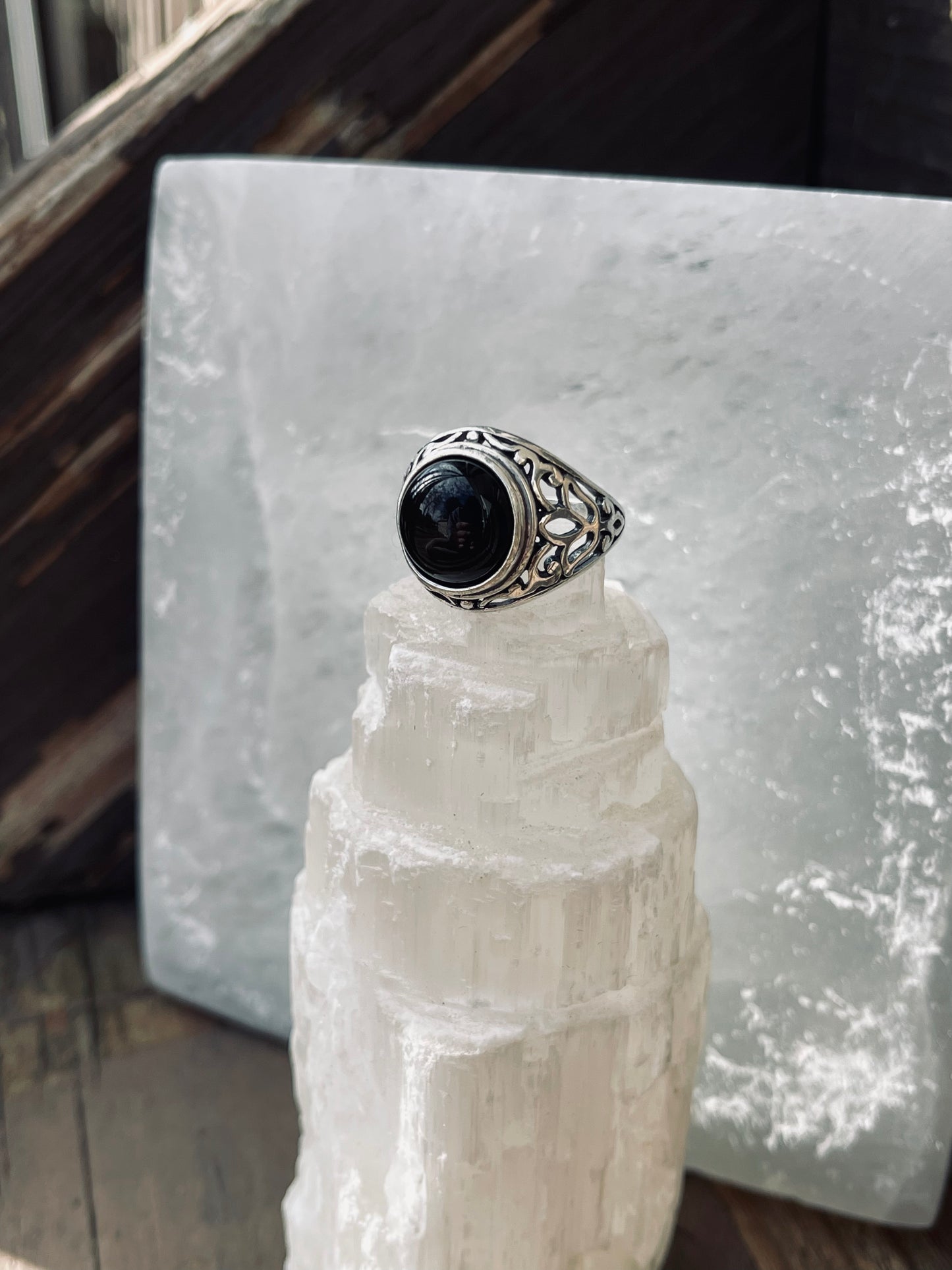 Black Onyx Ring. Size 8. 925 Sterling Silver- Handmade