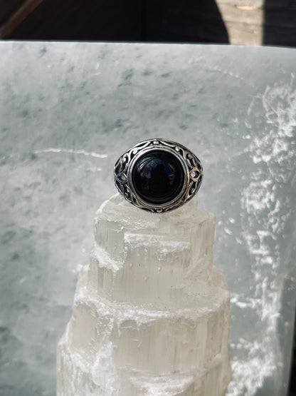 Black Onyx Ring. Size 8. 925 Sterling Silver- Handmade